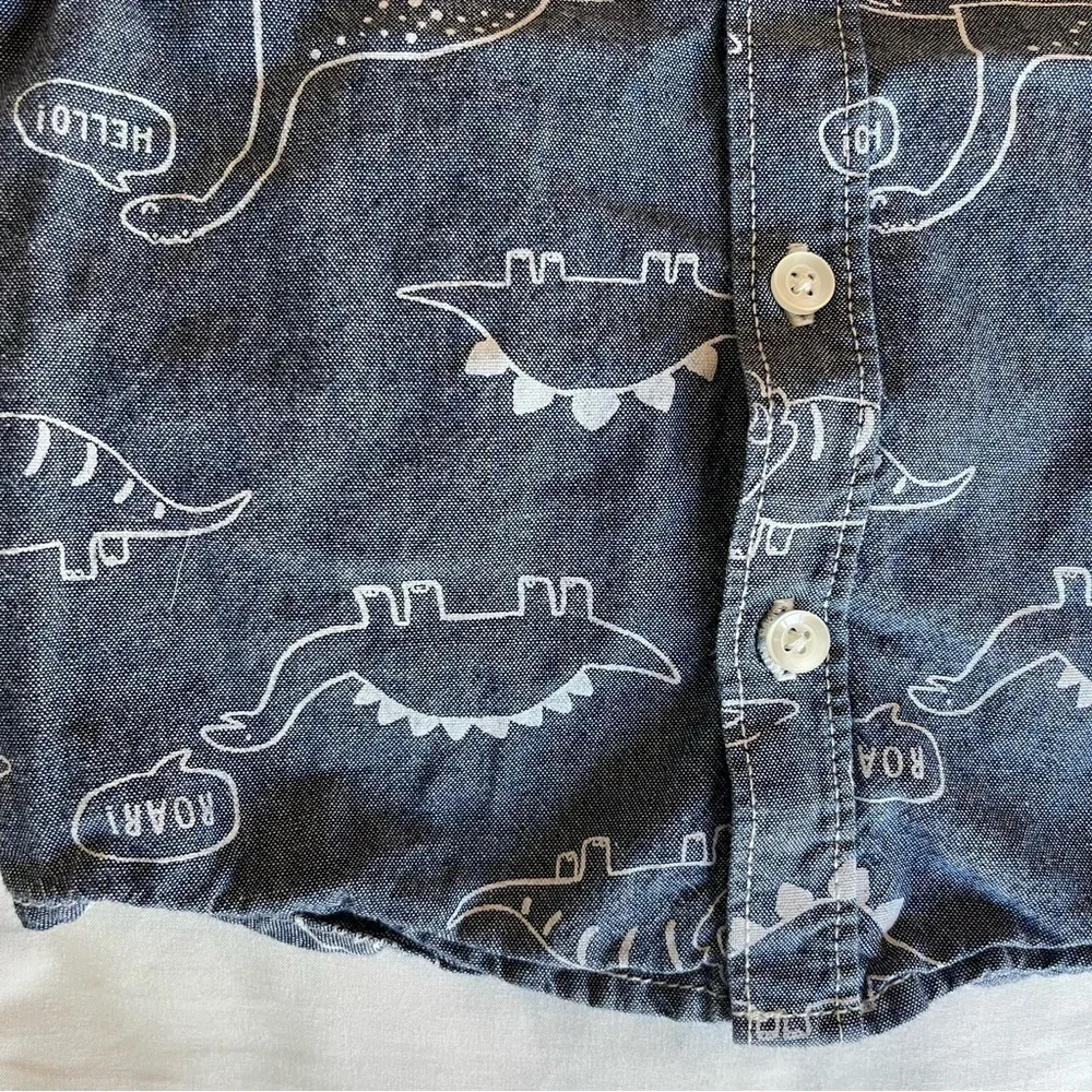 Carter’s Dinosaur Denim Style Button Up T Shirt Size 6 Months